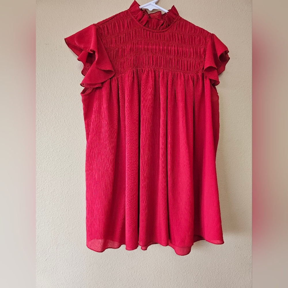 Zara Pink Ruffled Blouse with Mandarin Collar